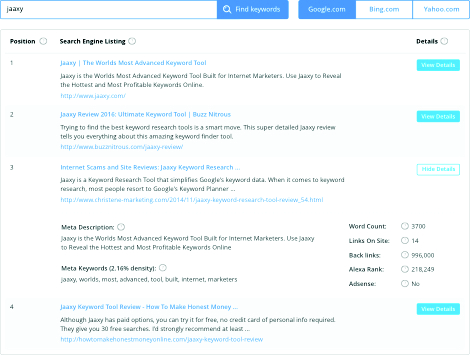 Jaaxy for Search Analysis