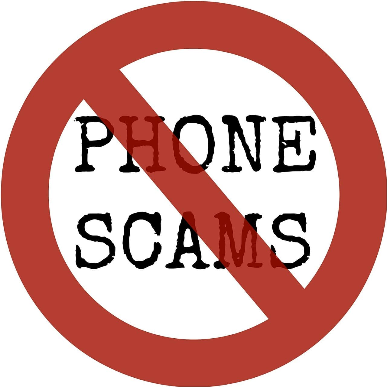 Phone Scams sign. senior scams